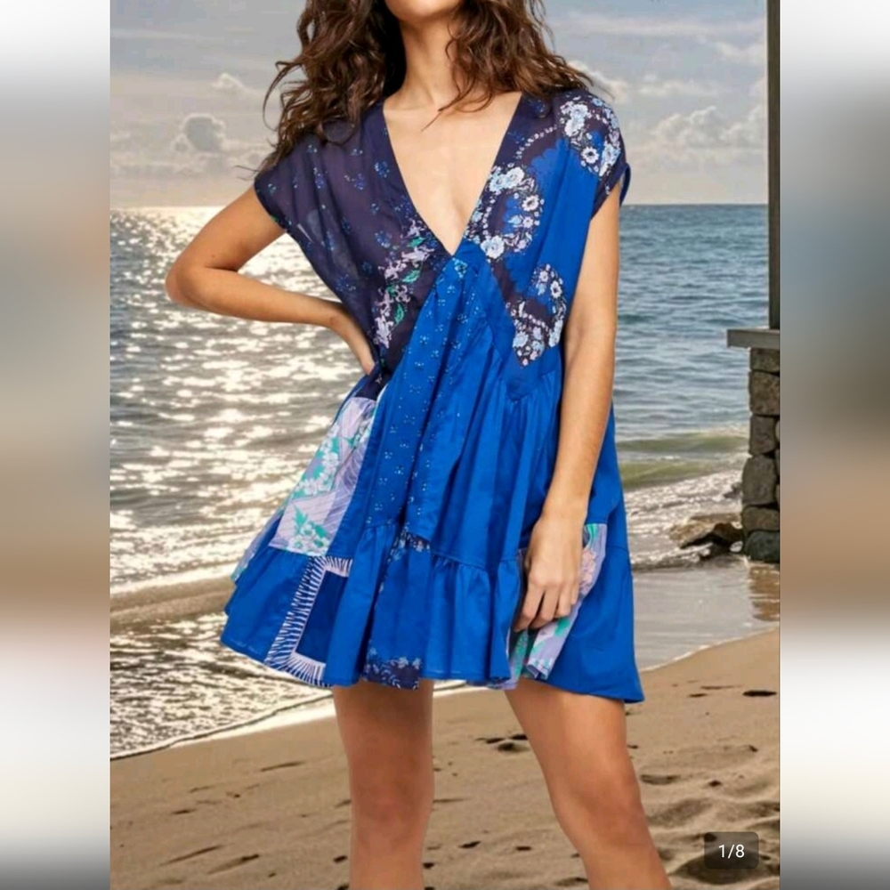 Blue Floral Swing Dress